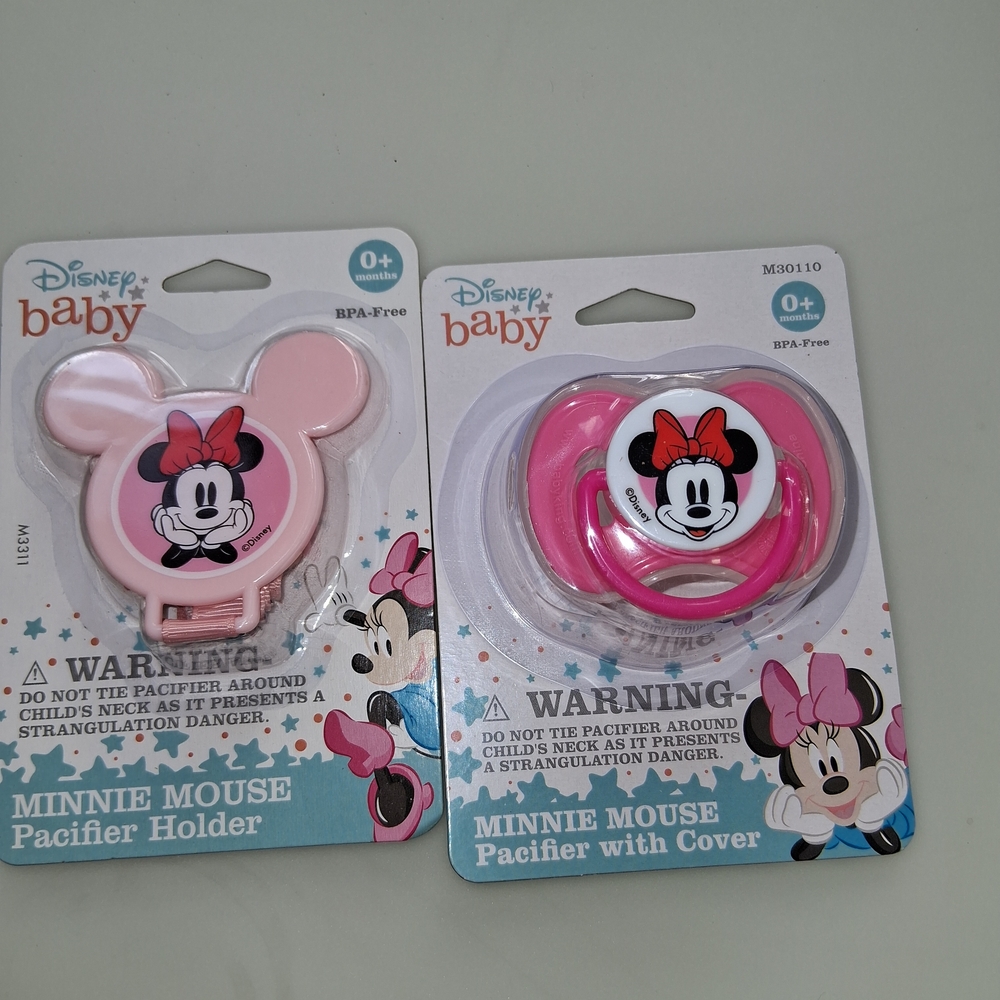 Disney Minnie Mouse Pink Pacifier Holder Set
